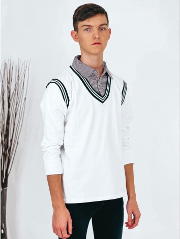 Pánske biele tričko so všitým golierom