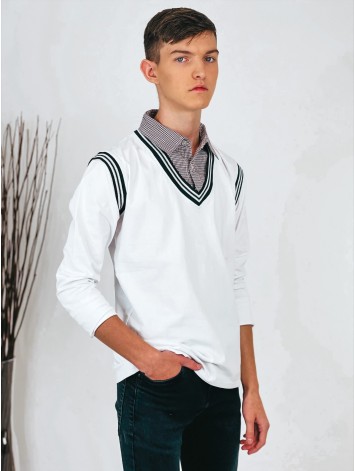 Pánske biele tričko so všitým golierom