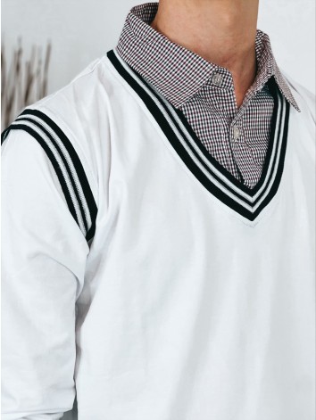 Pánske biele tričko so všitým golierom