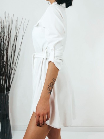 Dámske biele košeľové šaty s opaskom - KAZOVÉ