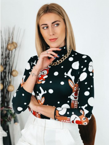 Dámske čierne body s vianočným motívom