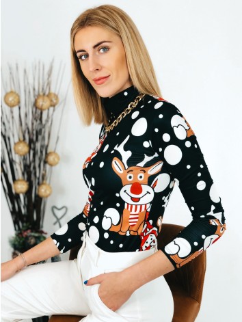 Dámske čierne body s vianočným motívom