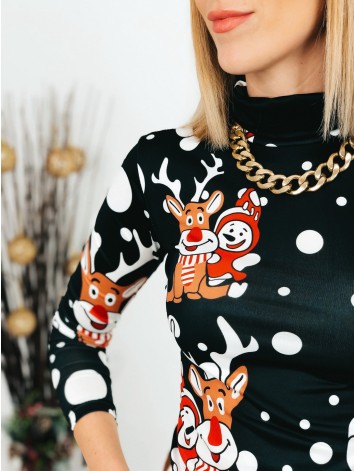 Dámske čierne body s vianočným motívom