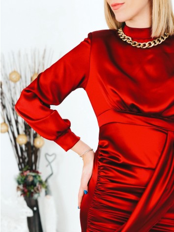 Dámske vianočné saténové elegantné šaty