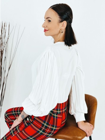 Dámske biele body s nariasenými rukávmi