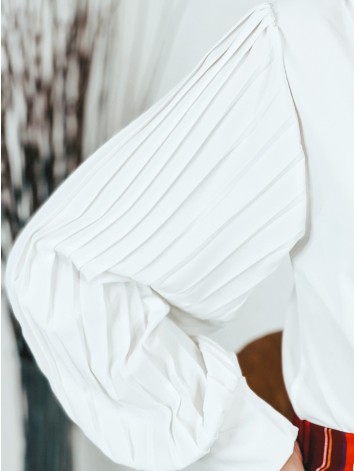 Dámske biele body s nariasenými rukávmi