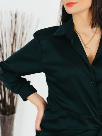 Dámske krátke čierne satenové šaty na viazanie