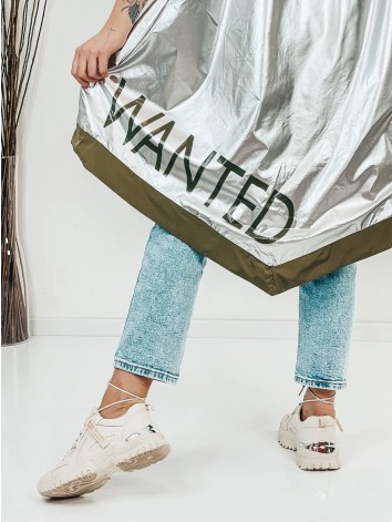 Dámska zelená bunda/pršiplášť s kapucňou WANTED