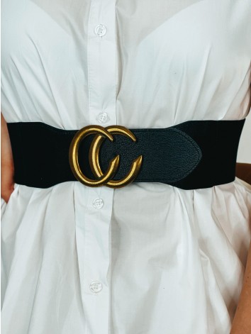 Dámsky čierny hrubý opasok Guella