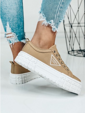 Dámske hnedé tenisky na platforme Fashion