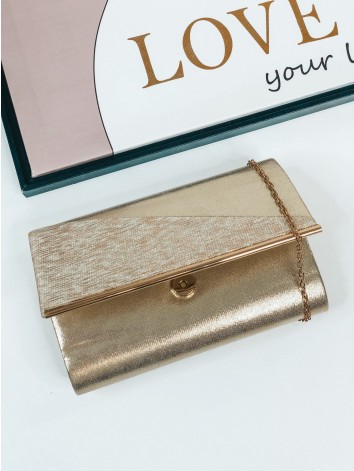 Dámska zlatá spoločenská kabelka so zlatou retiazkou Ali