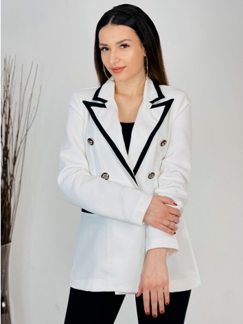 Dámske biele sako s dvojradovým zapínaním