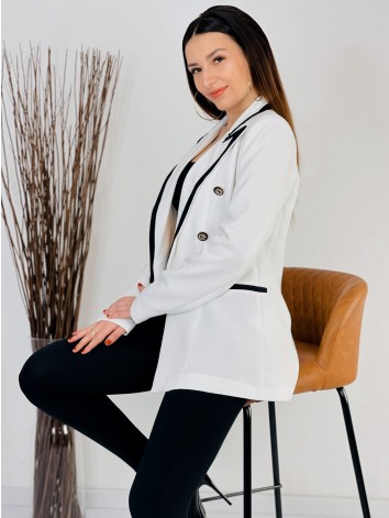 Dámske biele sako s dvojradovým zapínaním