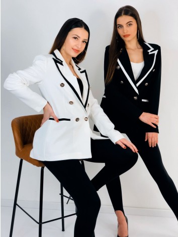 Dámske biele sako s dvojradovým zapínaním