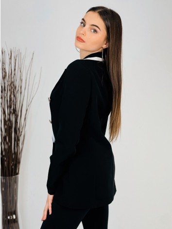 Dámske čierne sako s dvojradovým zapínaním