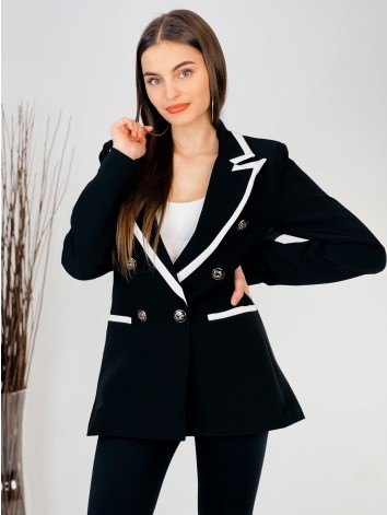 Dámske čierne sako s dvojradovým zapínaním