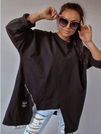 Čierna dámska oversize mikina so zipsom