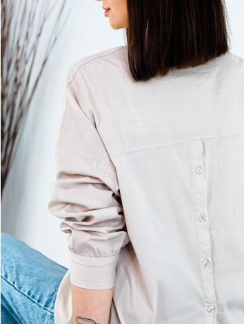 Dámska predĺžená košeľa s gombíkmi - béžová