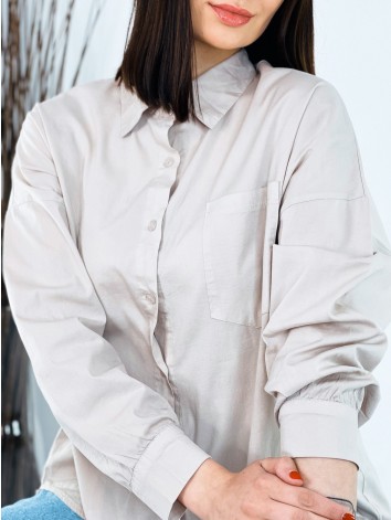 Dámska predĺžená košeľa s gombíkmi - béžová