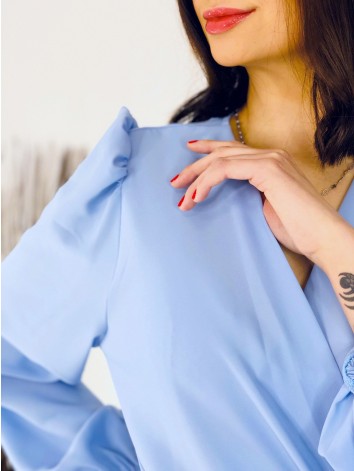 Dámske modré elegantné šaty s opaskom