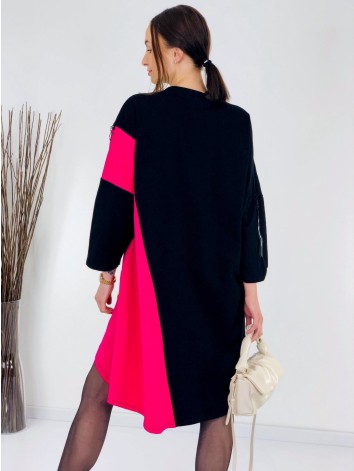 Oversize dámske trendy teplákové šaty so zipsom - ružové