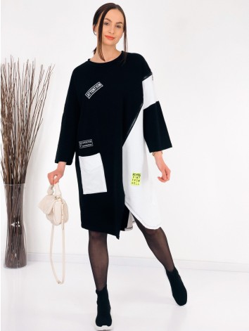 Oversize dámske trendy teplákové šaty so zipsom - biele