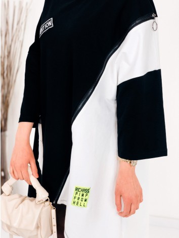 Oversize dámske trendy teplákové šaty so zipsom - biele