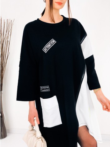 Oversize dámske trendy teplákové šaty so zipsom - biele