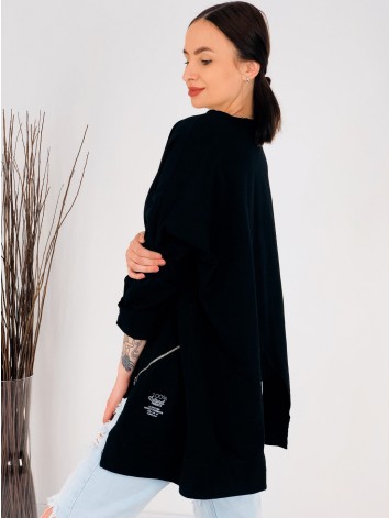 Čierna dámska oversize mikina so zipsom