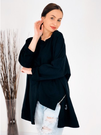 Čierna dámska oversize mikina so zipsom