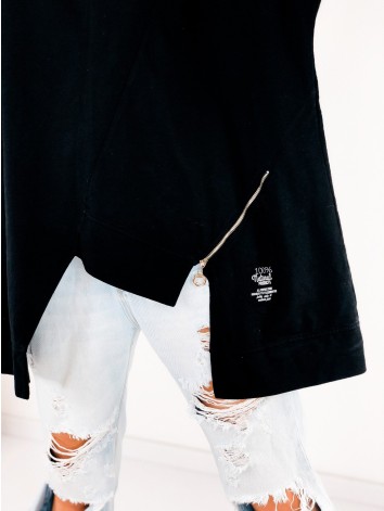 Čierna dámska oversize mikina so zipsom