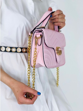 Dámska elegantná kabelka so zlatou reťazou Gucce - ružová