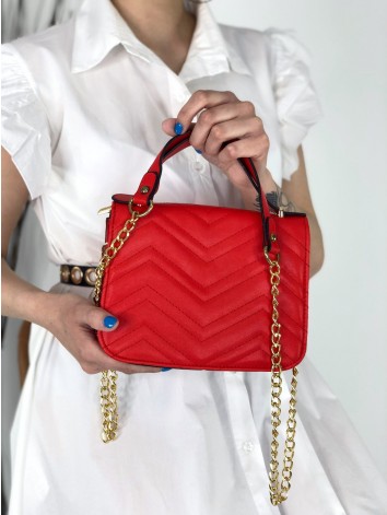 Dámska elegantná kabelka so zlatou reťazou Gucce - červená