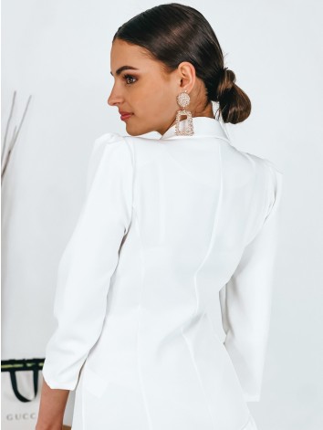 Biele elegantné sakové šaty s plisovanou sukňou