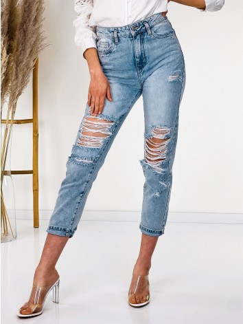 Dámske modré boyfriend potrhané rifle Sue