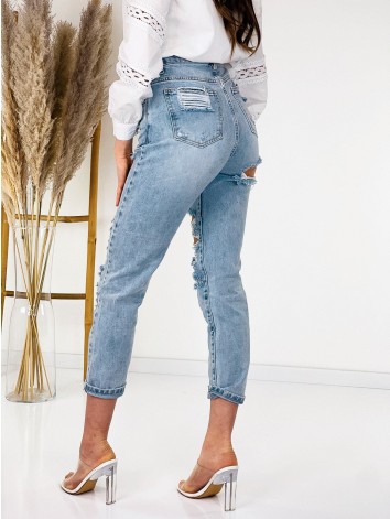 Dámske modré boyfriend potrhané rifle Sue