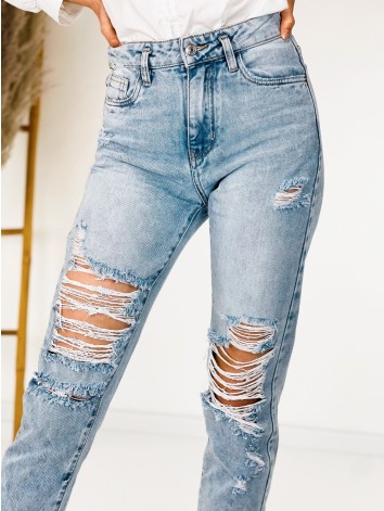 Dámske modré boyfriend potrhané rifle Sue