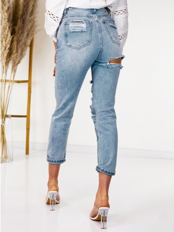 Dámske modré boyfriend potrhané rifle Sue