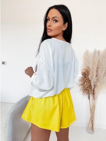 Dámska oversize blúzka s trojštvrťovými rukávmi - bielo-ružová