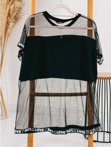 Čierne extravagantné sieťované tričko ONLY LOVE