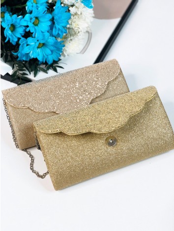 Dámska trblietavá spoločenská kabelka - béžová