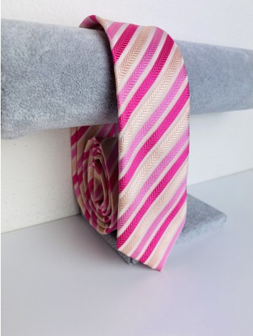 Pánska broskyňovo-ružová saténová úzka kravata