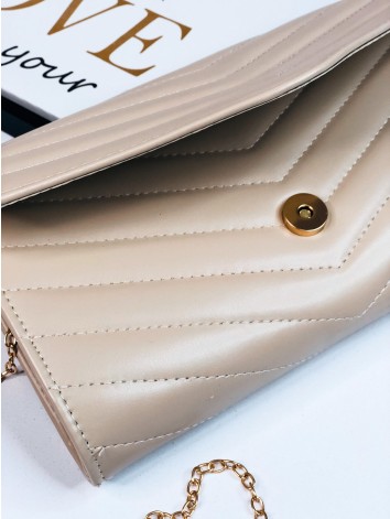 Dámska matná spoločenská kabelka s remienkom - béžová