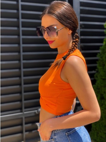 Dámsky krátky oranžový crop top