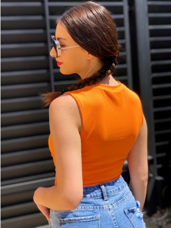 Dámsky krátky oranžový crop top