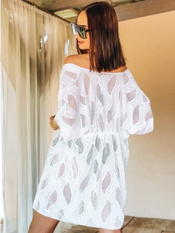 Dámske exkluzívne čipkované kimono - biele
