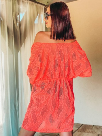 Dámske exkluzívne čipkované kimono - oranžové