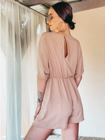 Dámsky krátky overal so sťahovaním - hnedý