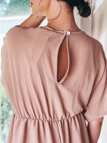 Dámsky krátky overal so sťahovaním - hnedý