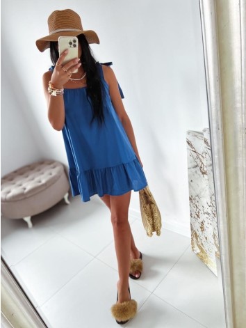 Dámske krátke letné šaty s volánmi - modré